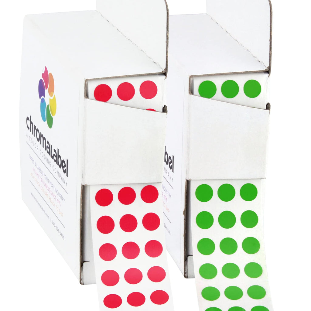 Red & Green Dot Stickers, 1/4 Inch, 1000/Box Each Color