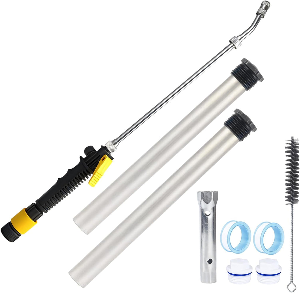 9PCS RV Water Heater Anode Rod & Cleaning Kit - 9.25"L 3/4"NPT Magnesium Rods for Suburban/Mor-Flo, RV Tank Rinser, Stainless Steel Brush, Wrench - Extends Heater Lifespan (9 PCS)