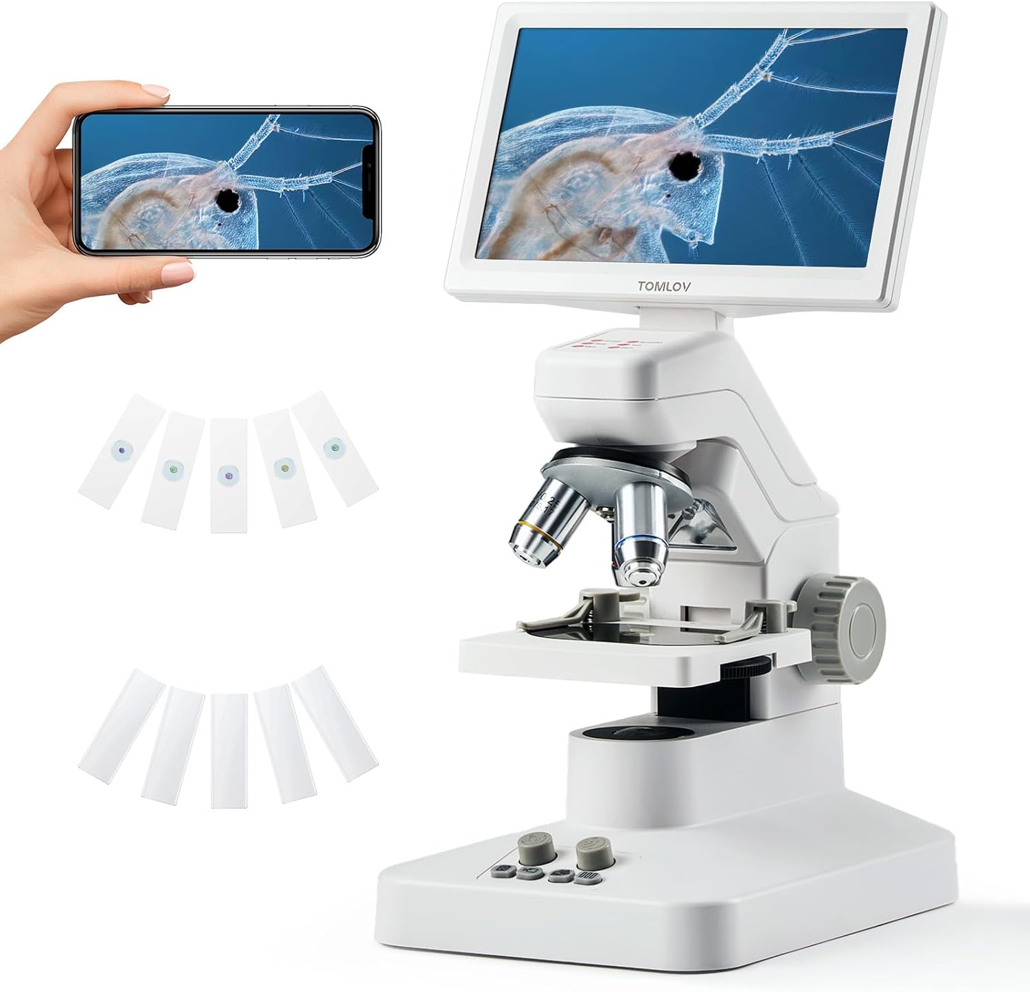 DM301 Pro Microscope for Kids Adults Students, 7" Screen Science Kit | TV/PC View, Camera & Video, Wireless APP