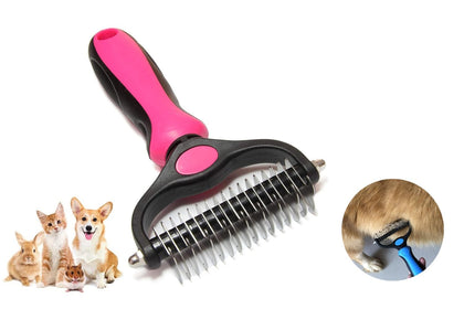 Pet Grooming Brush & Nail Clippers Trimmers - Double Sided Shedding and Dematting Undercoat Rake Comb for Dogs and