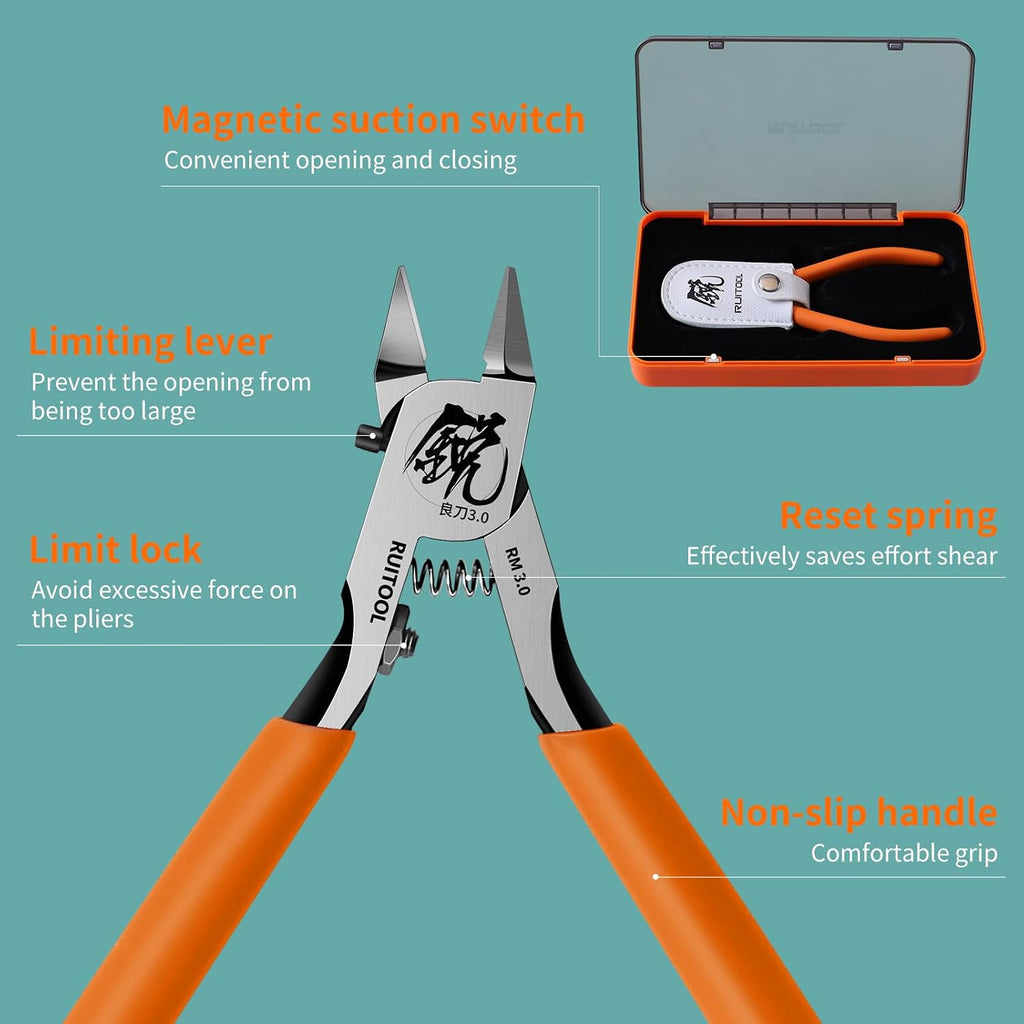 Model Nippers for Advancers, Single Blade Sprue Cutter for Gunpla | Ultra-Thin Single-Edge Blade, 4.7" Gundam Nipper
