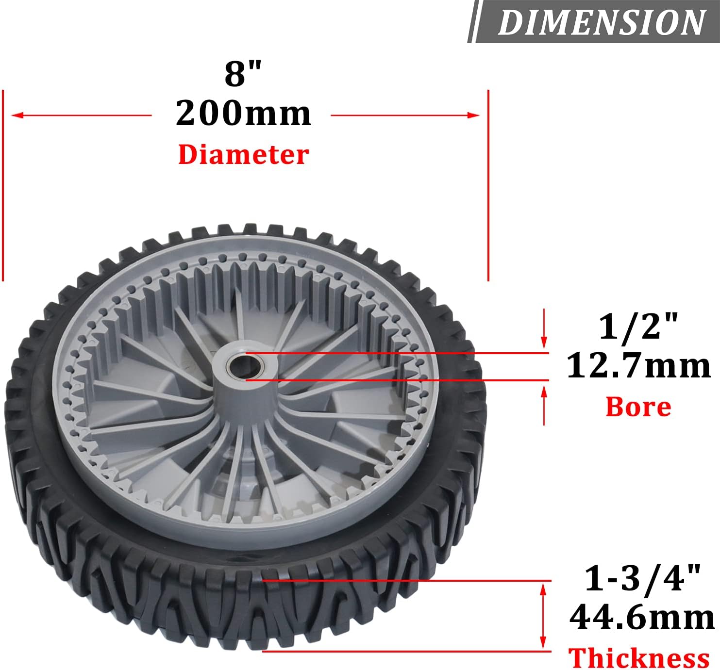 193912X460 Lawn Mower Wheel 2 Pcs 8" Push Mower Front Drive Wheels | 8" Push Lawn Mower Front Wheels Replace for Hu