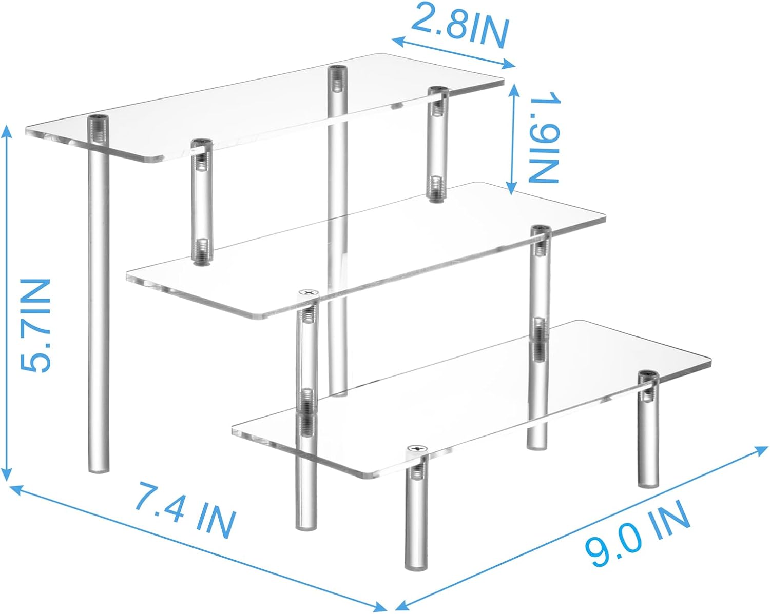 2PCS Acrylic Display Risers, 3 Tier Clear Cupcake Stand Risers, Organizer for Perfume, Funko POP, Food, Tabletop Use