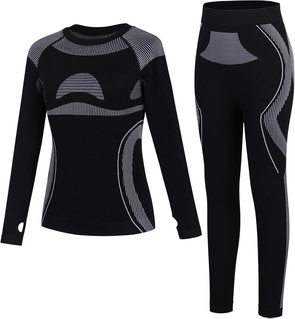 Seamless Thermal Underwear for Kids Ski Base Layer Long Johns Set | Heat Retention, Quick Dry, Moisture Wicking