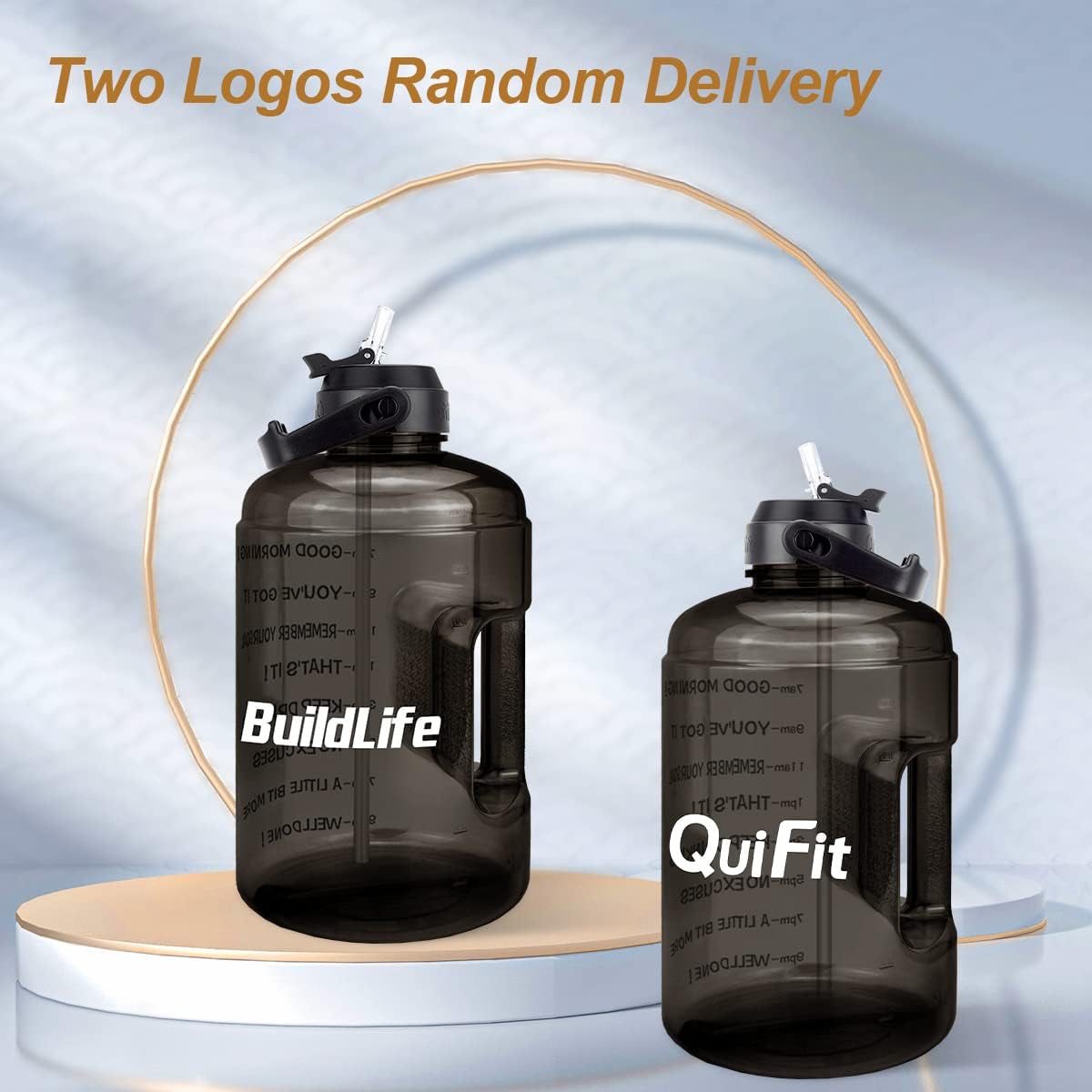 1 Gallon Water Bottle - with Straw & Motivational Time Marker Leak-Proof BPA Free Reusable Gym Sports Outdoor