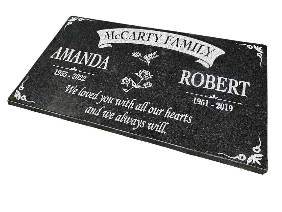 Custom Memorial Granite Thick Stone 12x24 inches Memorial Grave Marker Headstone Garden Marker Cemetery Standard