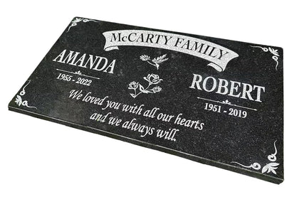 Custom Memorial Granite Thick Stone 12x24 inches Memorial Grave Marker Headstone Garden Marker Cemetery Standard