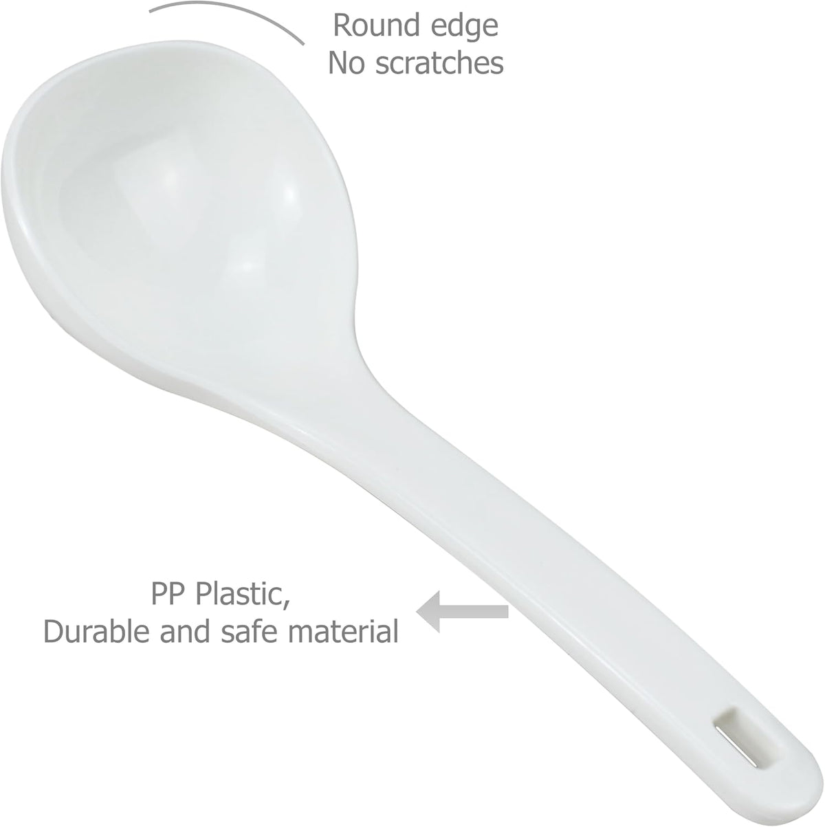 2 Pack Plastic Soup Ladle Serving Spoon, 7.5 inch Long | For Serving, Cooking, Mixing Gravy Stews Noodles Rice Soup