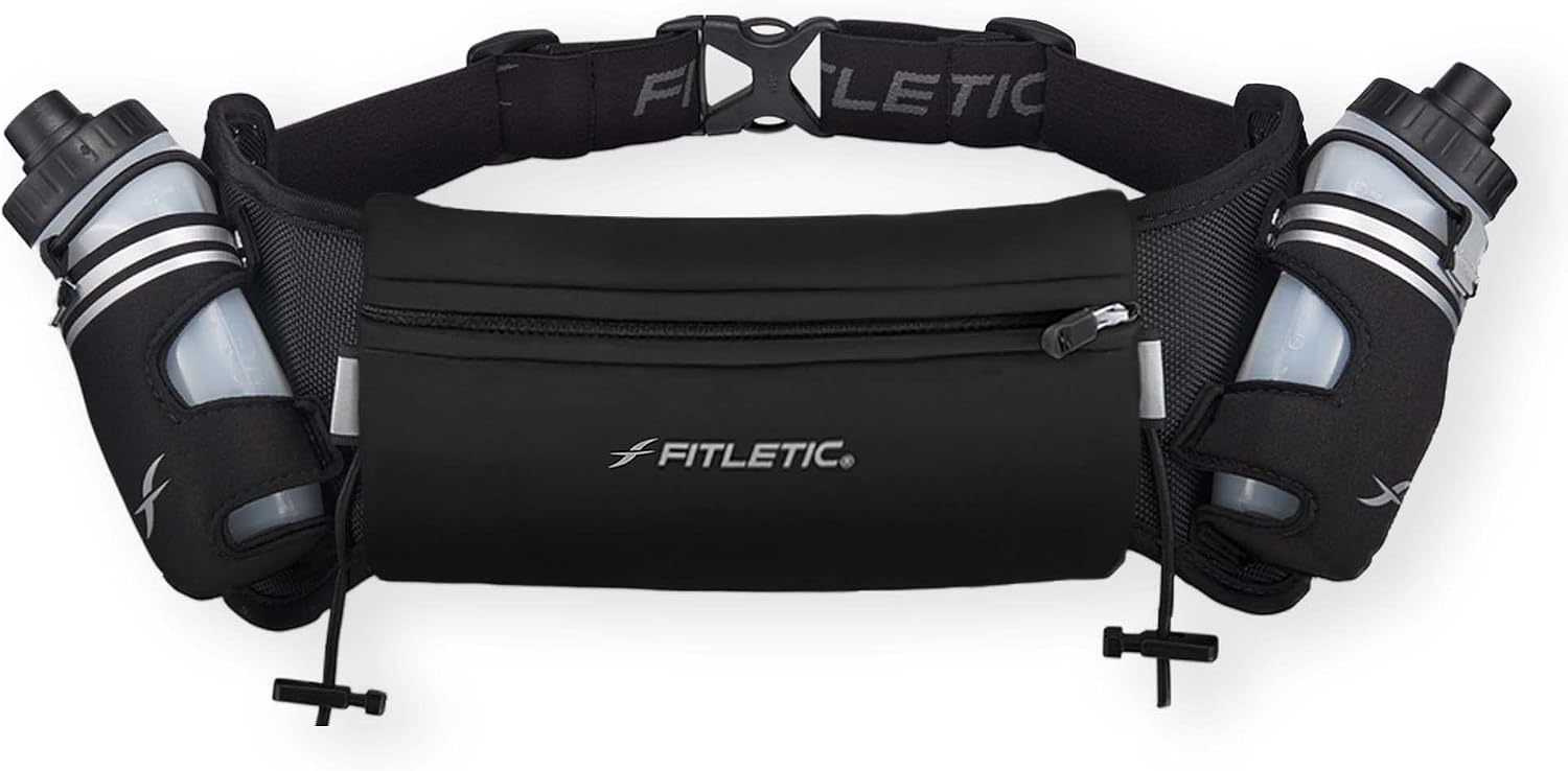 Hydration Running Belt with Water Bottles for Men & Women – 2 Quick Flow 8oz Running Water Bottles, Patented Bounce