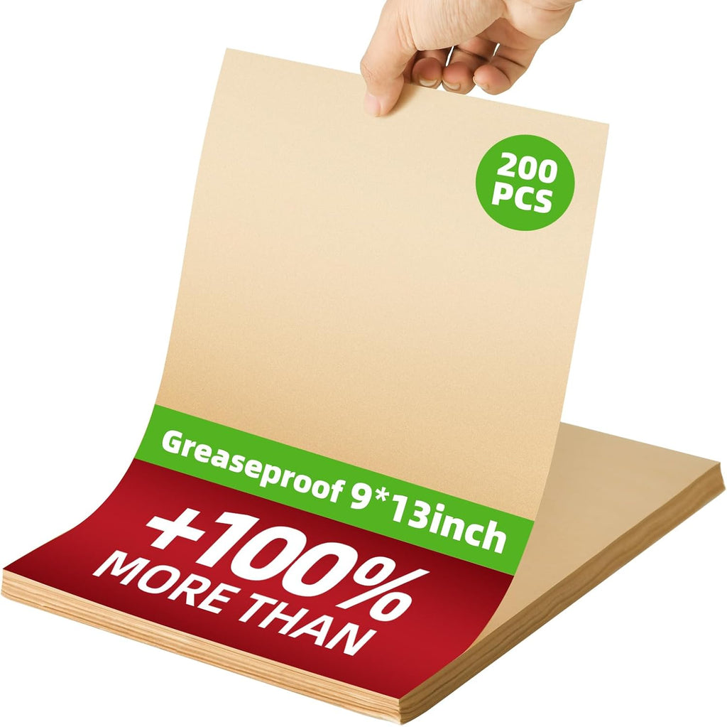 200 Pcs Parchment Paper Sheets 9x13 Inches, Pre Cut Parchment Paper Sheets for Baking, Bread, Cakes, Cookies