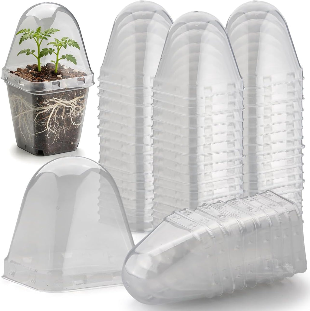 120 Pack Clear Humidity Domes, Transparent Seedling Domes Compatible with 2.7 Inch Square Nursery Pots for Seedlings