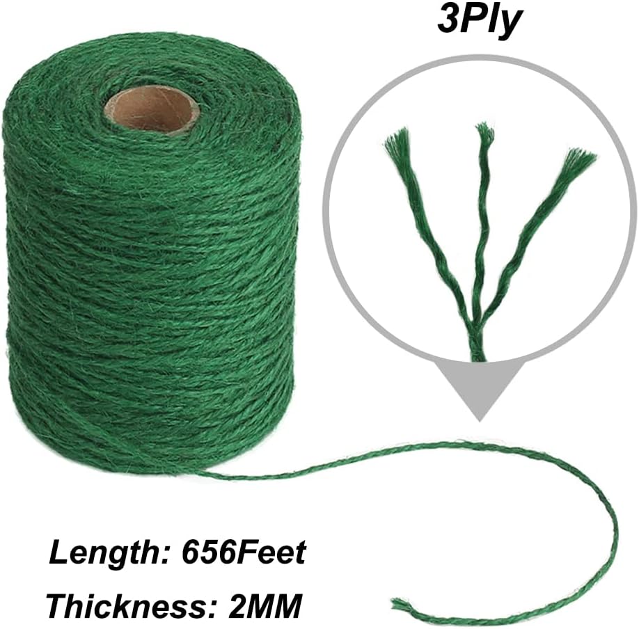 Garden Twine, 656 Feet 2mm Green Plant Ties