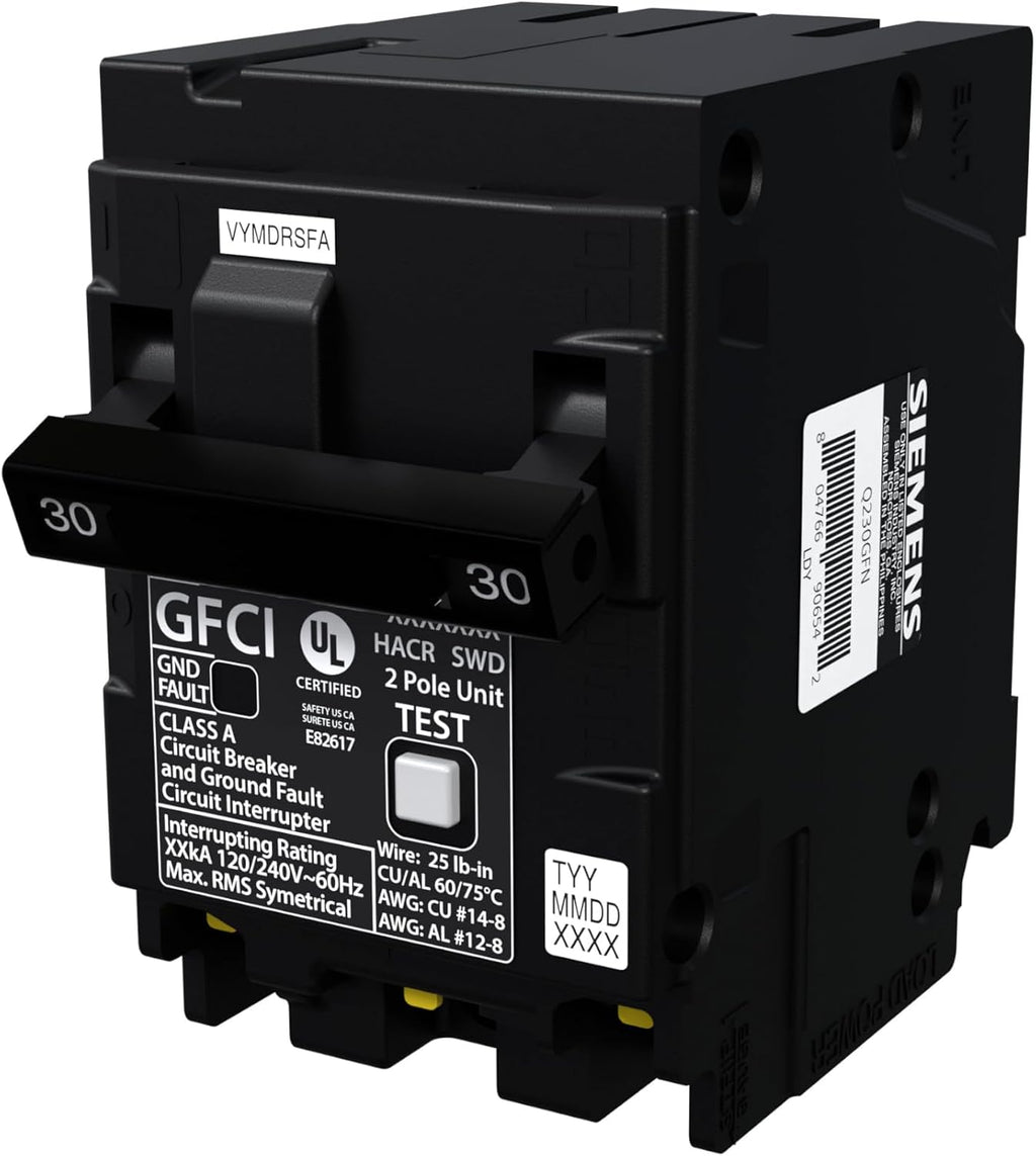 SIEMENS Q230GFN 30 Amp 2-Pole Ground Fault Circuit Breaker (GFCI) Plug-On Neutral Circuit Breaker