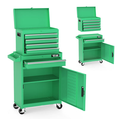 5-Drawer Rolling Tool Chest, Tool Storage Cabinet w/Lockable Wheels, Detachable Top & Adjustable Shelf, Mechanic Tool