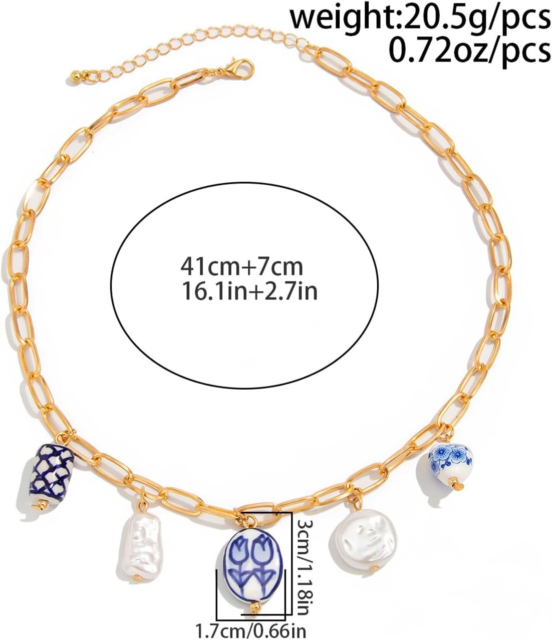 Chunky Gold Charm Necklace for Women White Pearl Choker Necklace Head Portrait Square Pendant Necklace Boho Charm