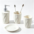 Bathroom Accessories Set, 4 PCS Modern Stone Texture, White | Minimalist, Resin, with Liquid Soap Dispenser 11.5 OZ