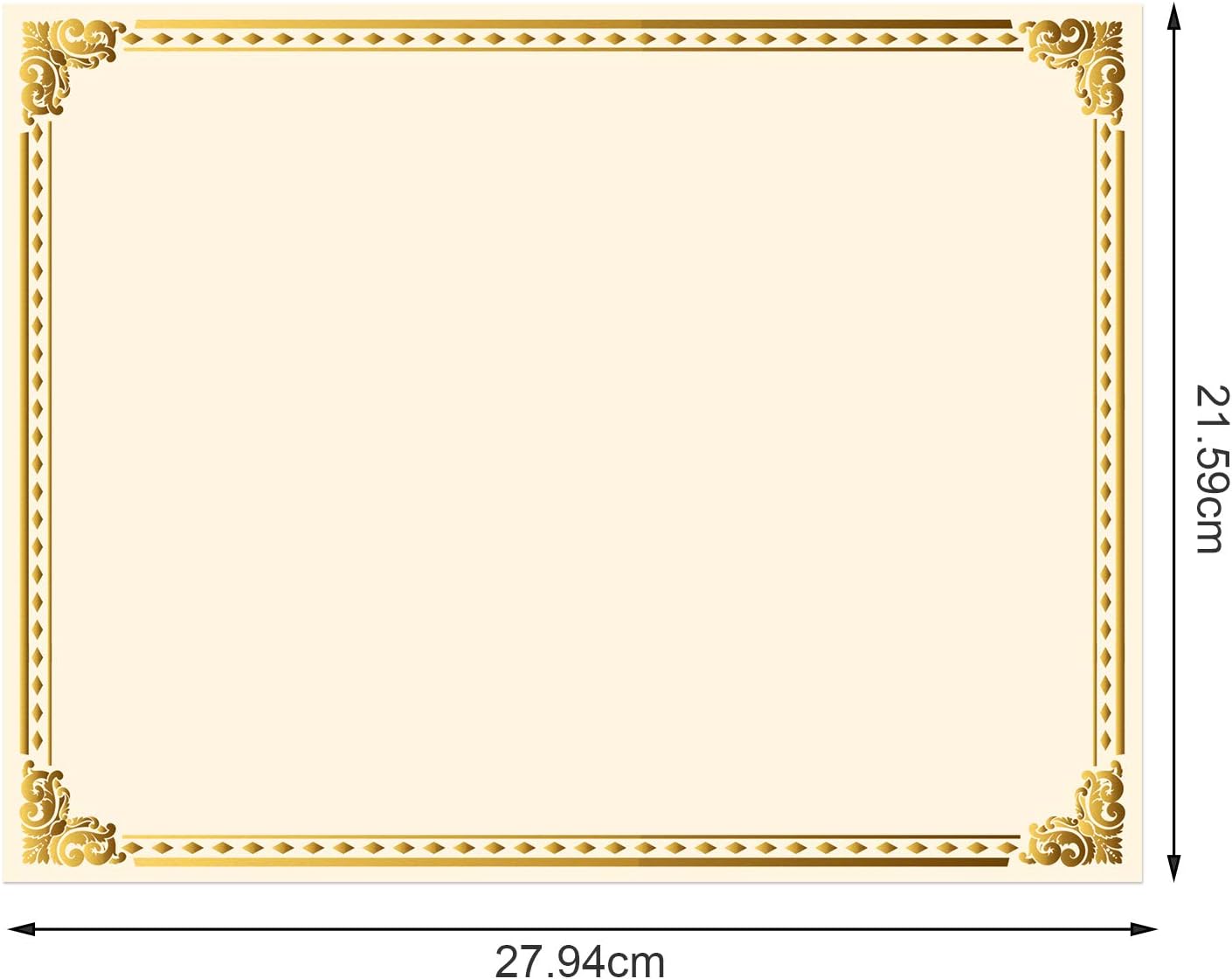 50 Pieces Gold Foil Certificate Paper 11x8.5 Inch for Printing,White | Blank Award Sheets for Recognition and