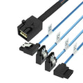 SFF-8643 to 4X SATA 90-Degree Right-Angle Adapter Cable - 0.5M/1.64FT Internal HD Mini SAS Connector for HDD/SSD Data Transfer (Server/Storage)