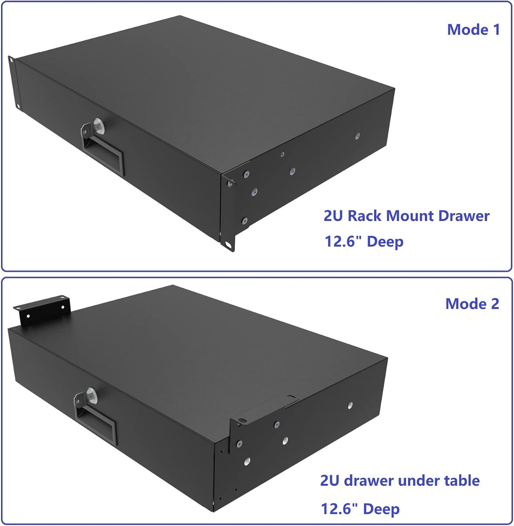 2U Server Cabinet Case 19 Inch Rack Mount Lockable Drawer