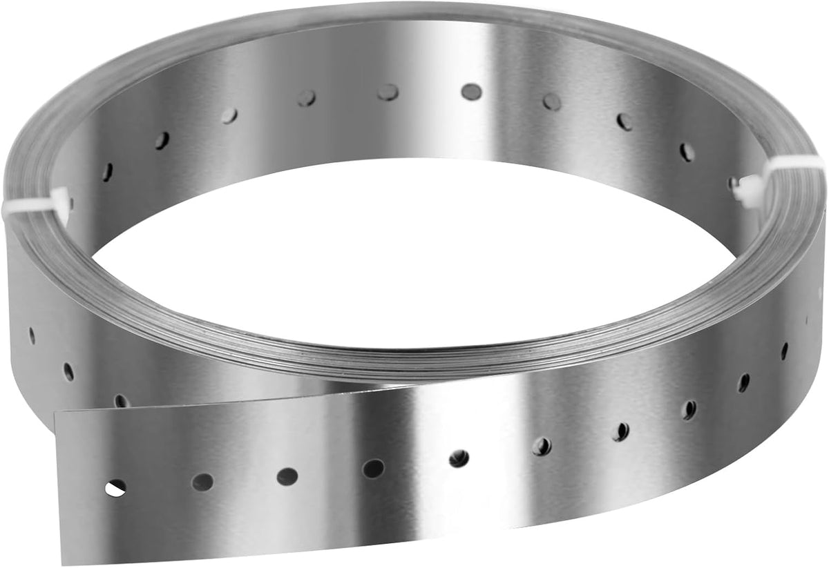 32ft Stainless Steel Strapping,1-5/8" Width Perforated Metal Strap