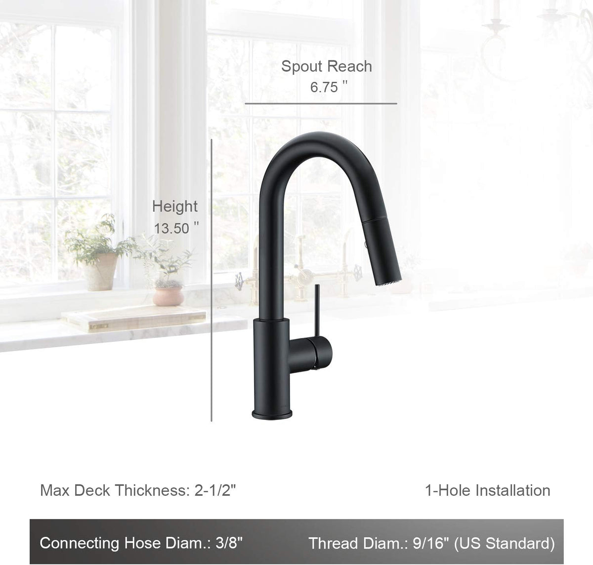 AS59MBS Matte Black Bar Faucet or Prep Kitchen Sink Faucet with Pull Down Sprayer and Single Handle