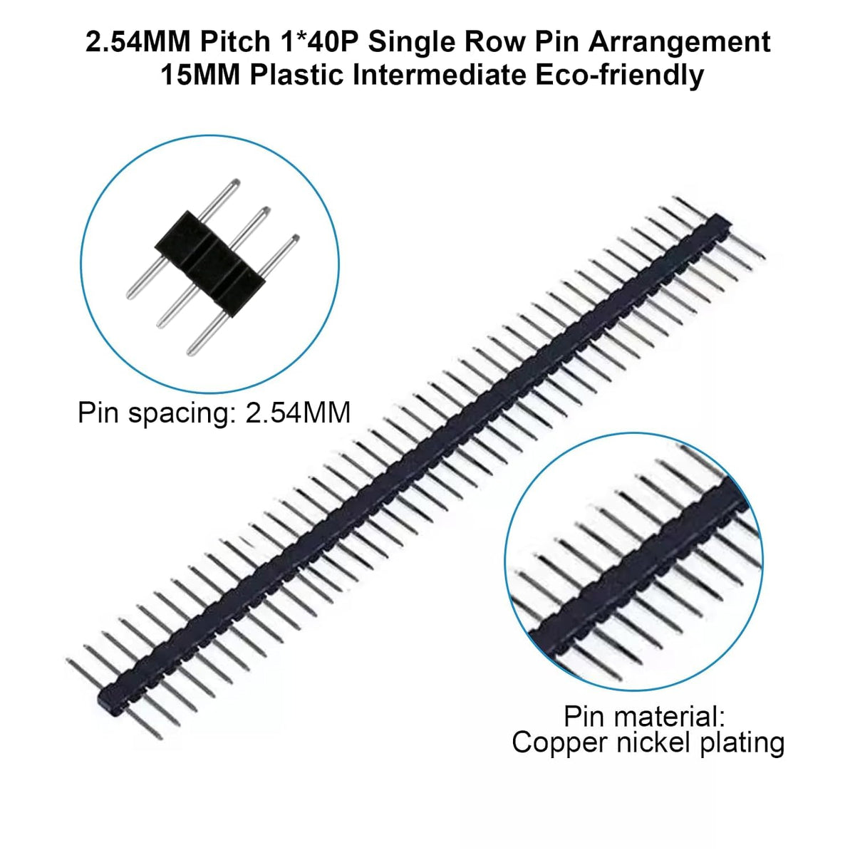 20Pcs 40 Pin Male Header Pins 2.54mm