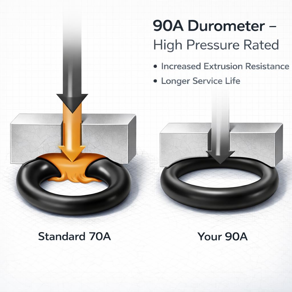 AS-008 Nitrile (NBR) O-Rings, 3/16" ID x 1/16" CS (0.176" x 0.070"), 90A Durometer, -40°F to +248°F, Fuel, Oil & Hydraulic System Seals, 200 Pcs