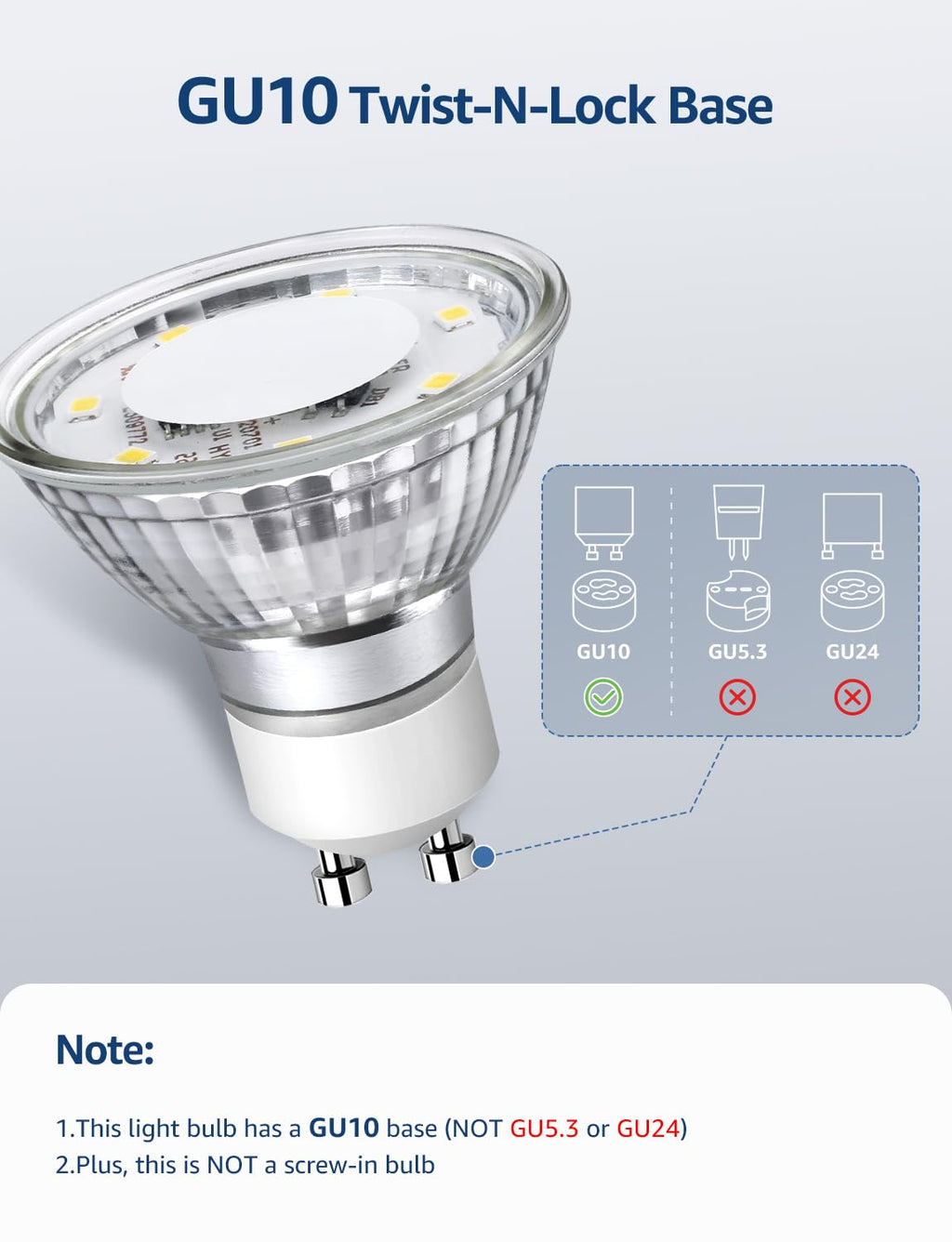 Non-Dimmable GU10 LED Light Bulbs 4W 350LM 5000K Daylight White 6PC