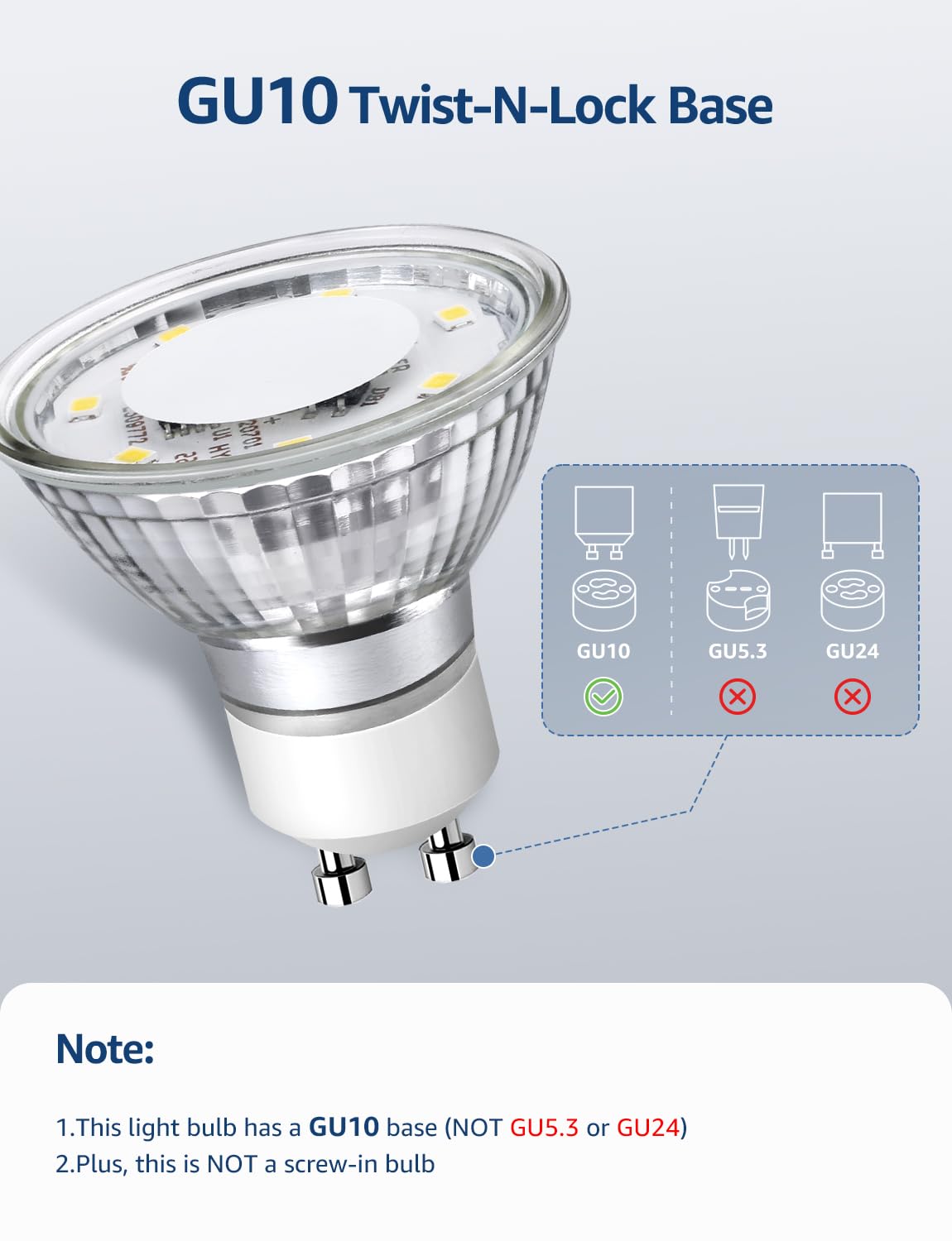 Non-Dimmable GU10 LED Light Bulbs 4W 350LM 5000K Daylight White 6PC