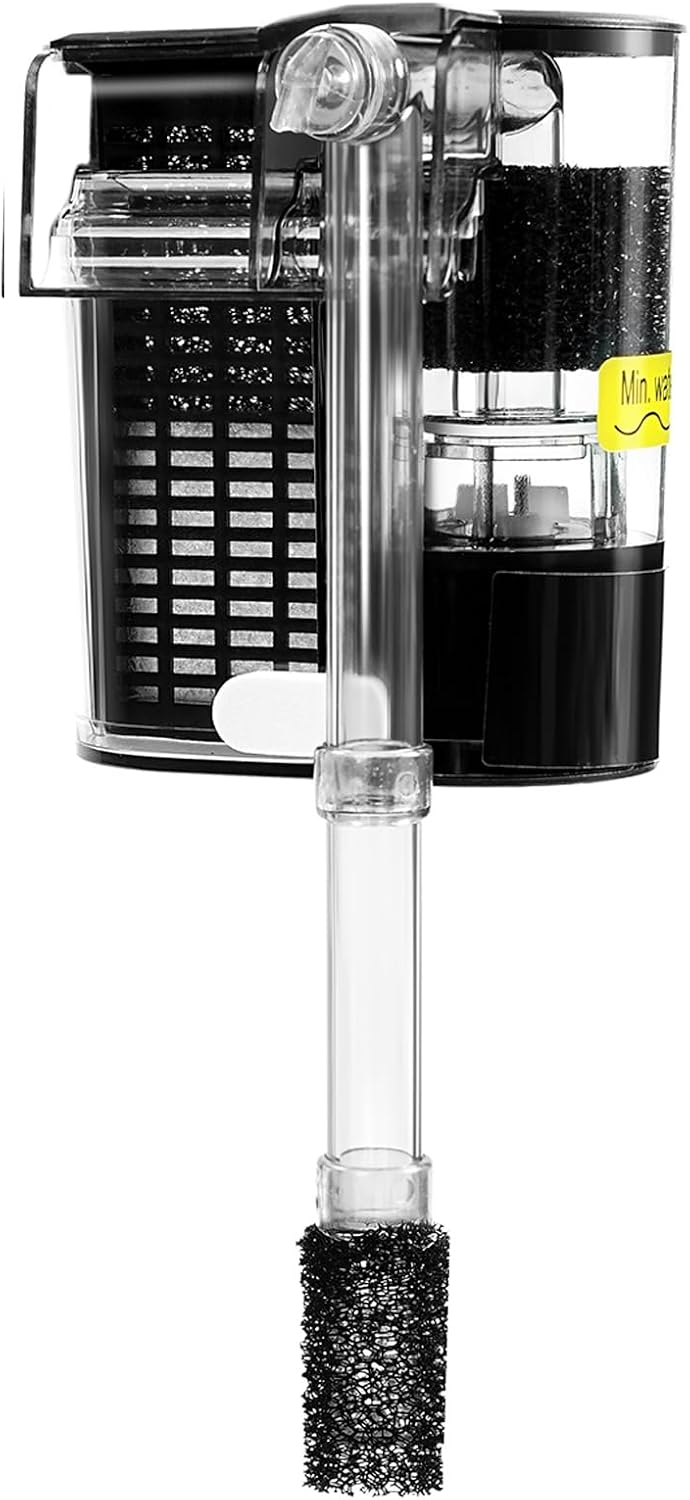 Aquarium Hang on HOB Power Filter 5 Gallon Rimless Small Fish Tank Filter 90GPH (up to 5Gal)