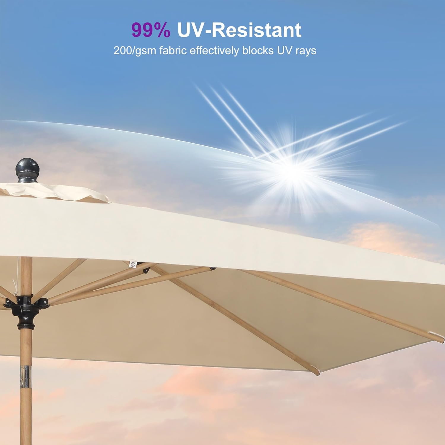 6.5' x 10' Outdoor Umbrella with Base Patio Umbrella Rectangular Outdoor Table Umbrella with Push Button Tilt & Crank