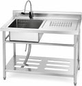 Utility Sink, Stainless Steel Side Platform 40x24x36 Inch
