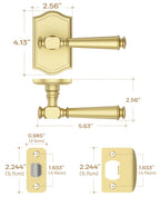 6 Pack Brushed Gold Passage Interior Door Handles