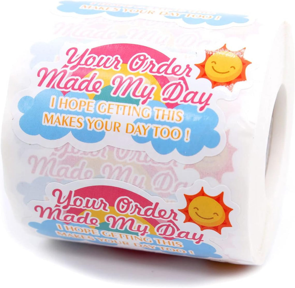 Your Order Made My Day Stickers,Thank You Stickers for Packaging 500 PCS