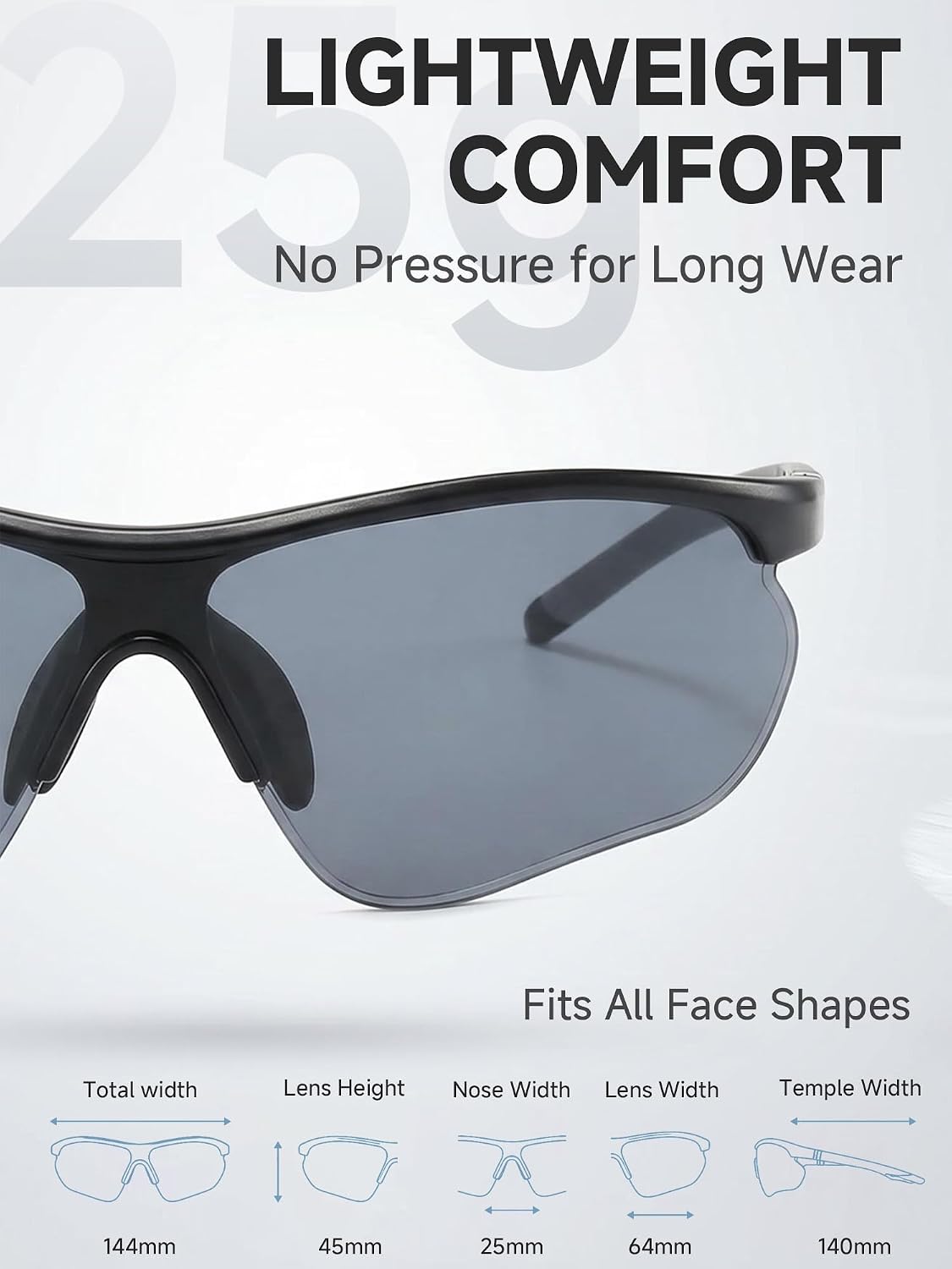 Sports Sunglasses for Men Women, Lightweight Running Glasses with UV400 Protection, Non Polarized for Cycling Golf