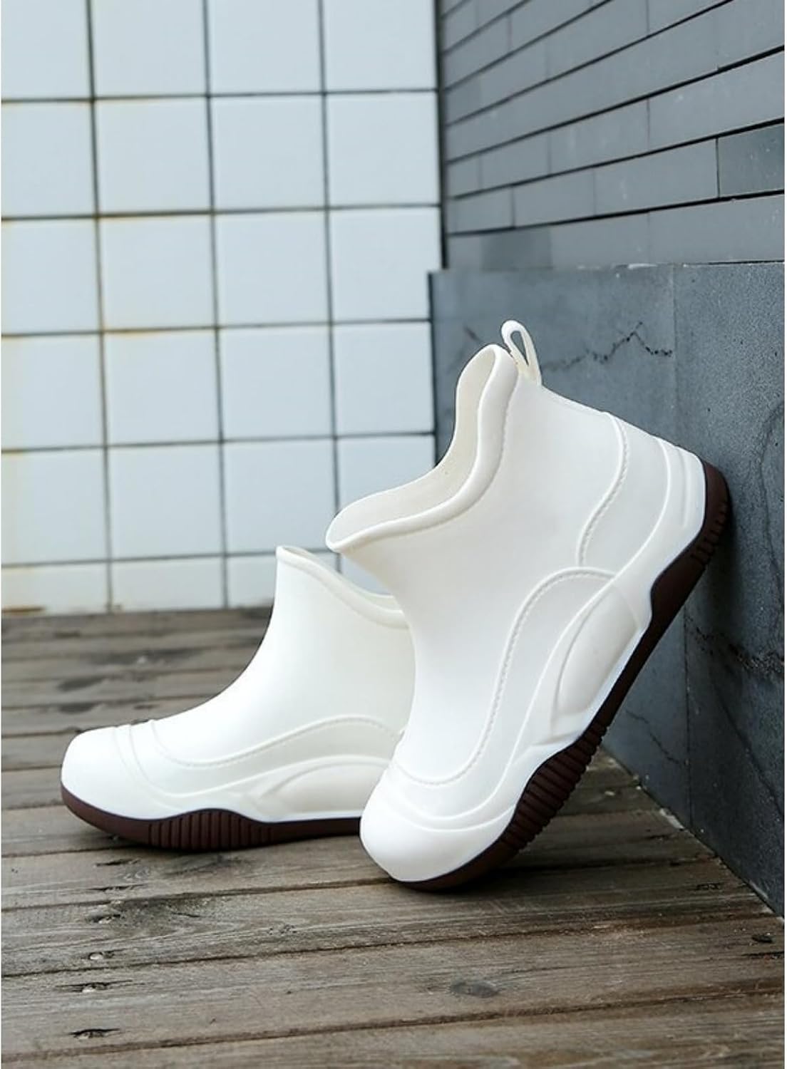 Women's Ankle Rain Boots Waterproof Deck Boots Outdoor Fishing Garden Shoes for Women Anti-Slip Lightweight
