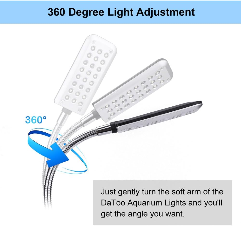 Aquarium Light Small LED Clip Light for Fish Tank, 1 Yr Warranty