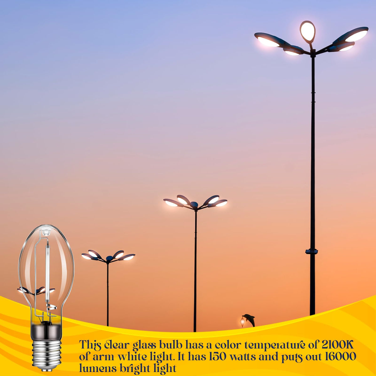 LU150/MOG 150 Watt High Pressure Sodium Light Bulb, Mogul Base E39