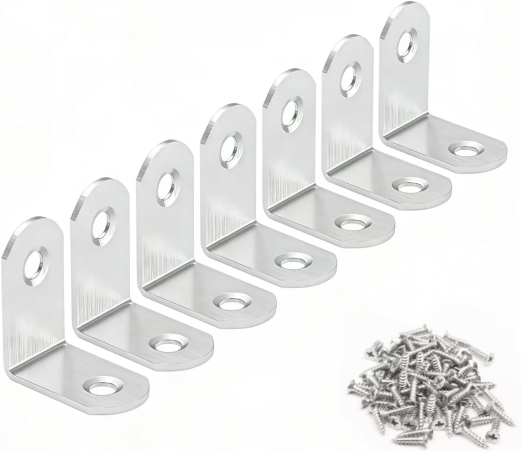 Stainless Steel Corner Brace, 20Pcs 90 Degree Right L-Shaped Metal Corner Connector Joint Plate, Cabinet, DIY