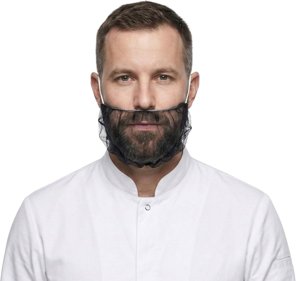 Black Disposable Beard Nets, 19 In, Nonwoven, 100 Ct