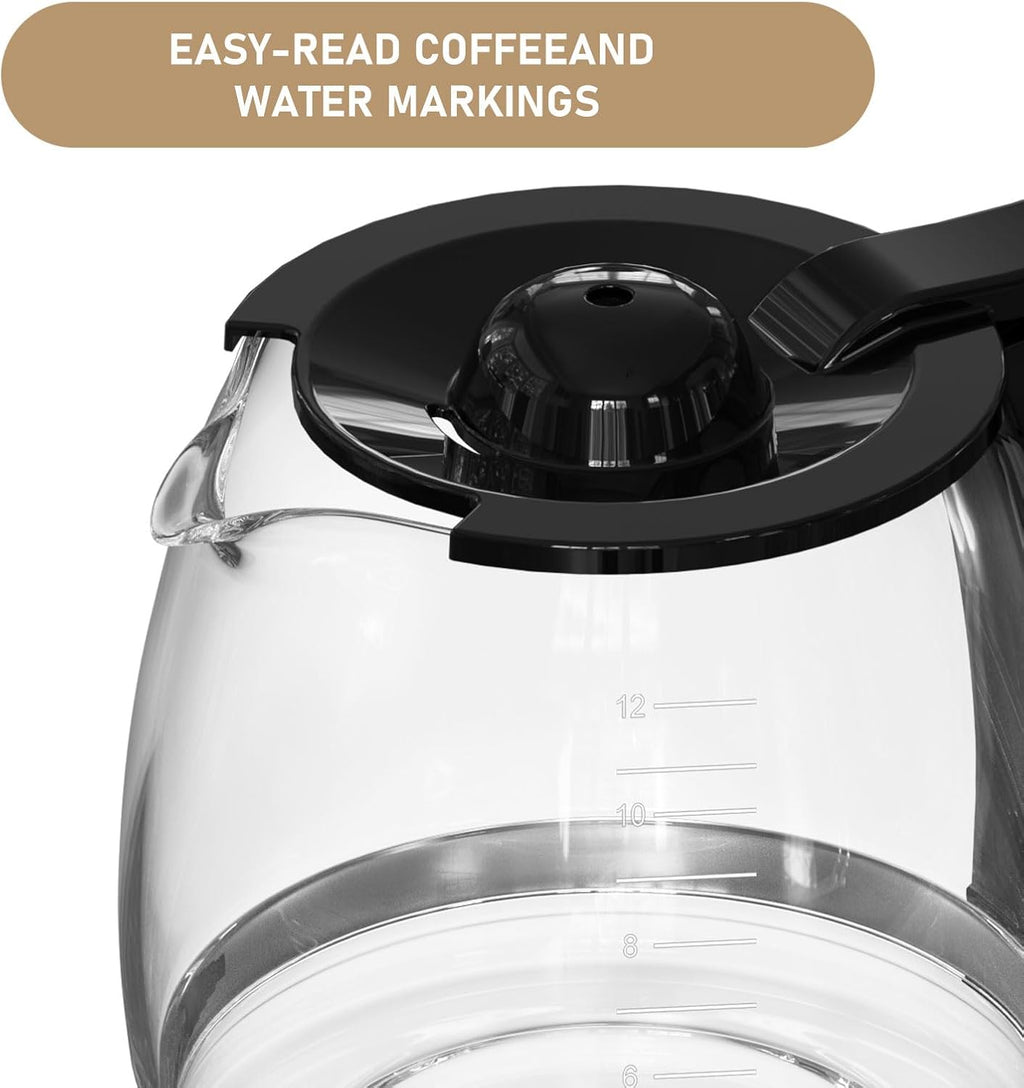 12-Cup Replacement Coffee Carafe Compatible with Hamilton Beach Coffee maker Pot 49902, 49915, 49905C, CM4309, 49317