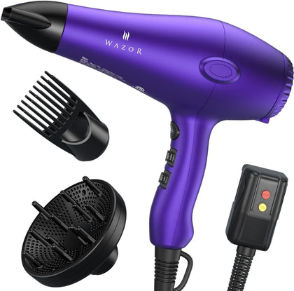 Powerful Hair Dryer - 1875W Ionic Blow Dryer with Diffuser, Nozzle, Comb | Professional Lightweight Fast Drying with