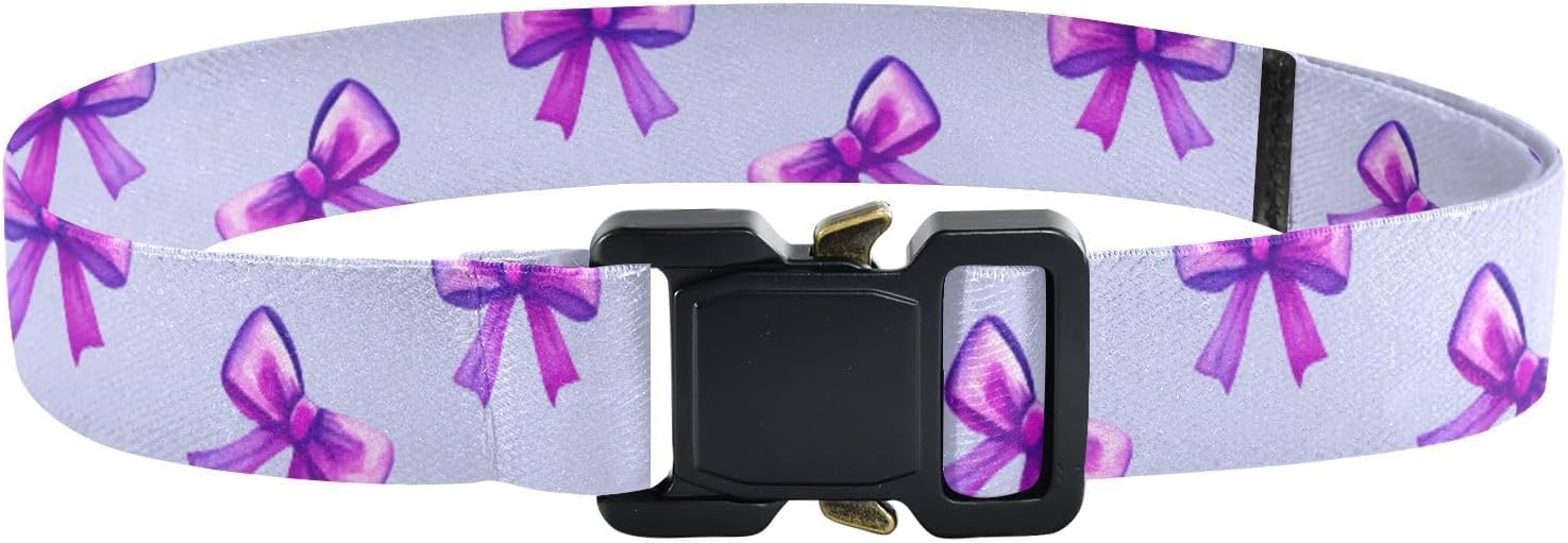 Bow Tie Adjustable Kids Elastic Belts, Girls Boys Stretch Waist Belt with Aluminum Alloy Buckle