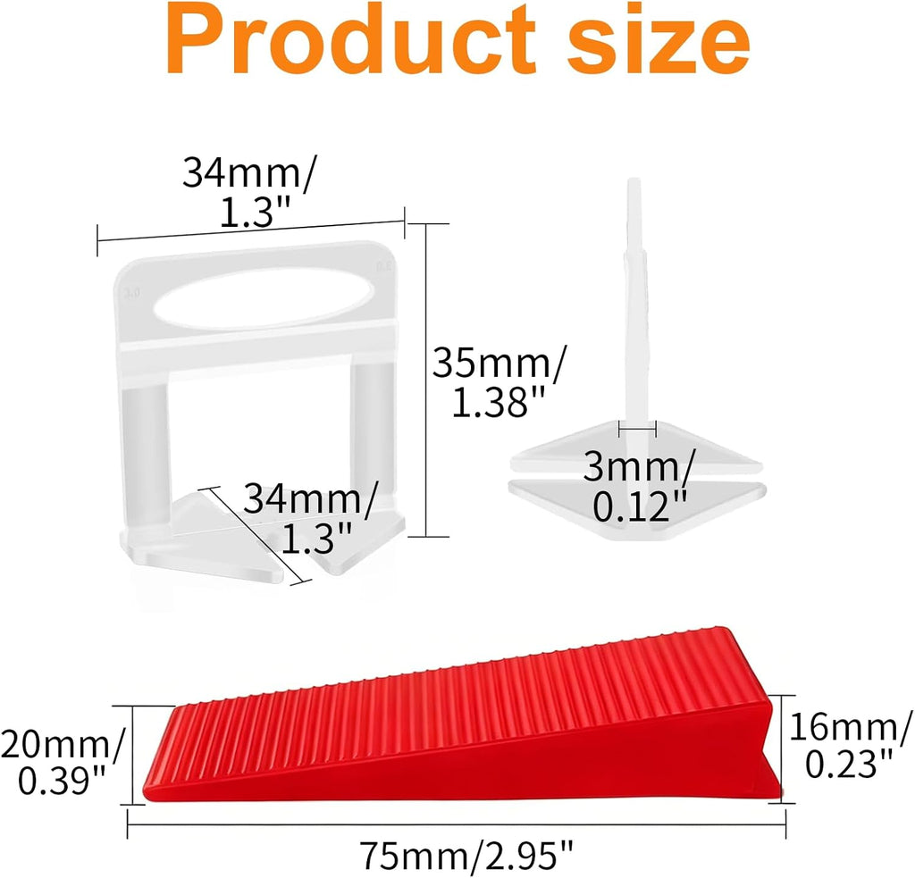 Tile Leveling System, 100 Tile Spacers 1/16" And 20 Reusable Wedges
