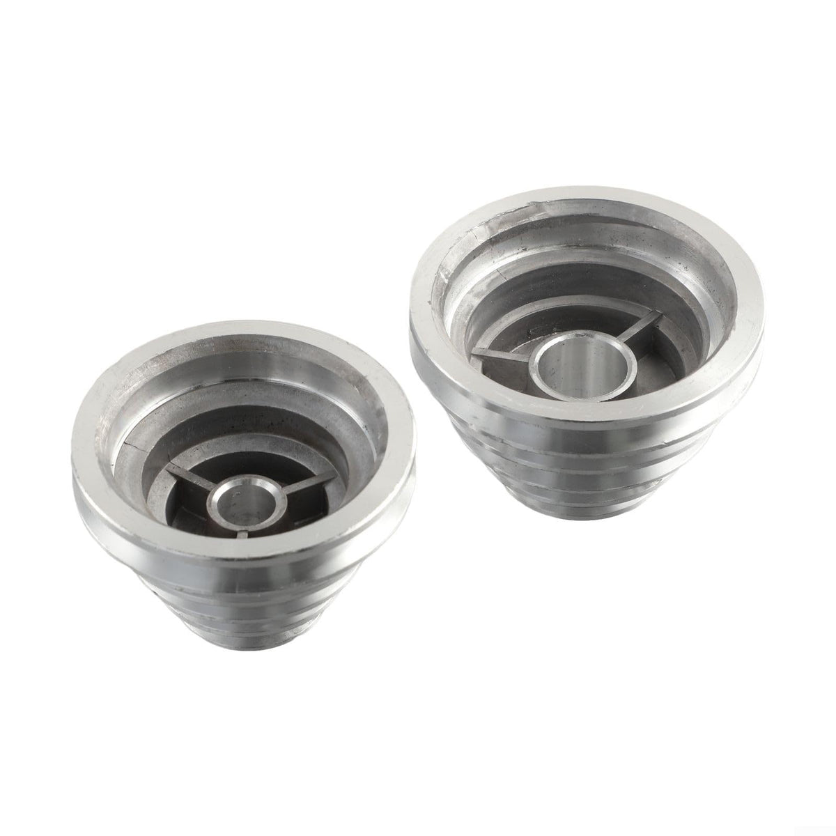 Pagoda Pulley Wheel, Aluminum Transmission Wheel for Benchtop Drill Press, 5-Step V-Belt Sheave for Motor Shaft Drive, Silver(2pcs set)