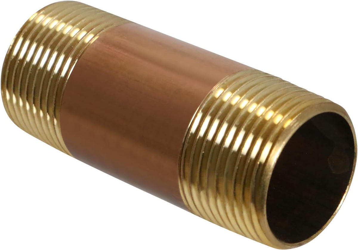 XFITTING Red Brass Nipple, 1 inch x 3 inch, Pack of 2