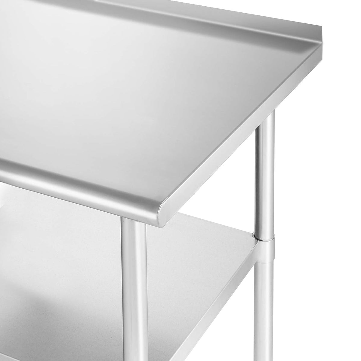 Stainless Steel Kitchen Prep Table 48 x 24 Inches with Backsplash & Under Shelf, NSF Commercial Work Table for
