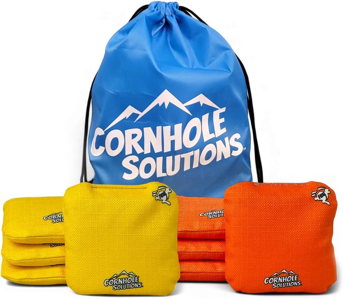Cornhole Bags Set of 8 – Regulation Pro Style 6x6 – Resin Filled + Tote Bag