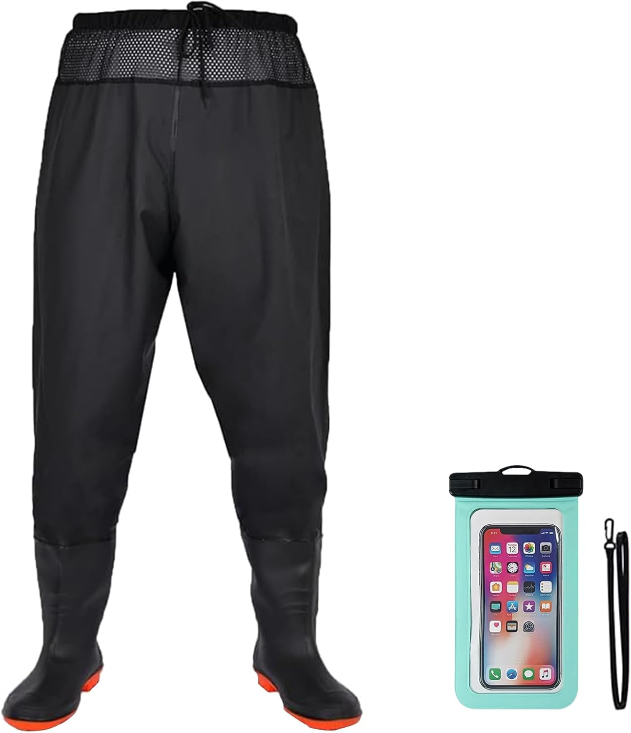 Fishing Waders with Boots, Nylon/PVC Waist Wader Pants Fishing Waders for Men Women, Waterproof Bootfoot Waders
