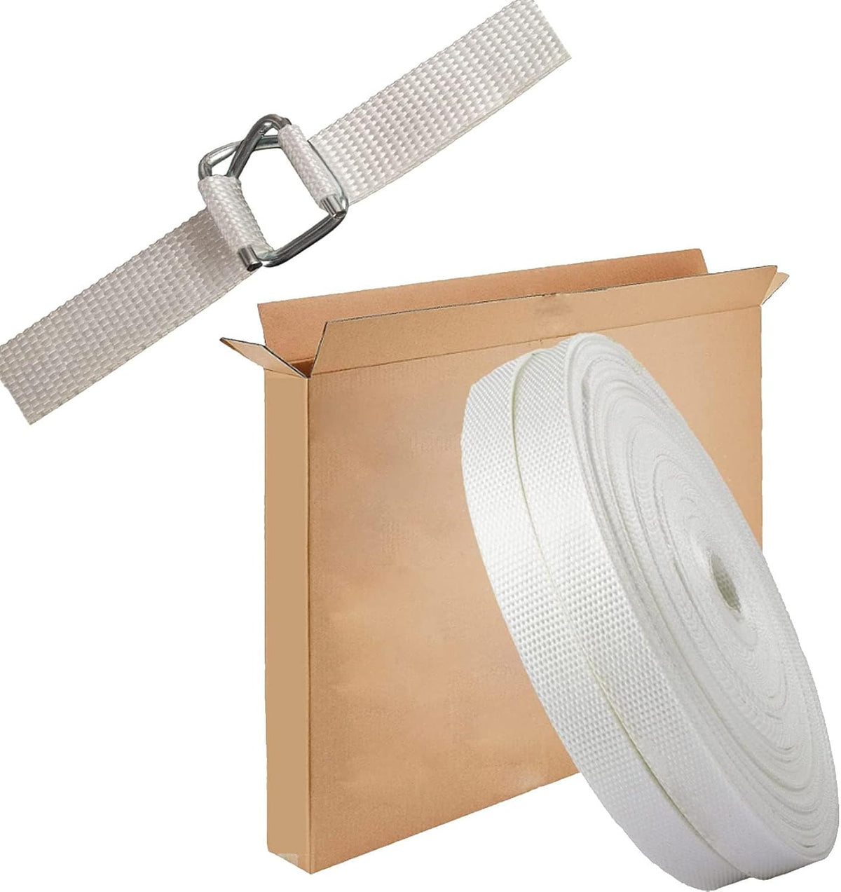 3/4" x 330' Woven Cord Strapping Kit with 50 Pack Metal Wire Buckles